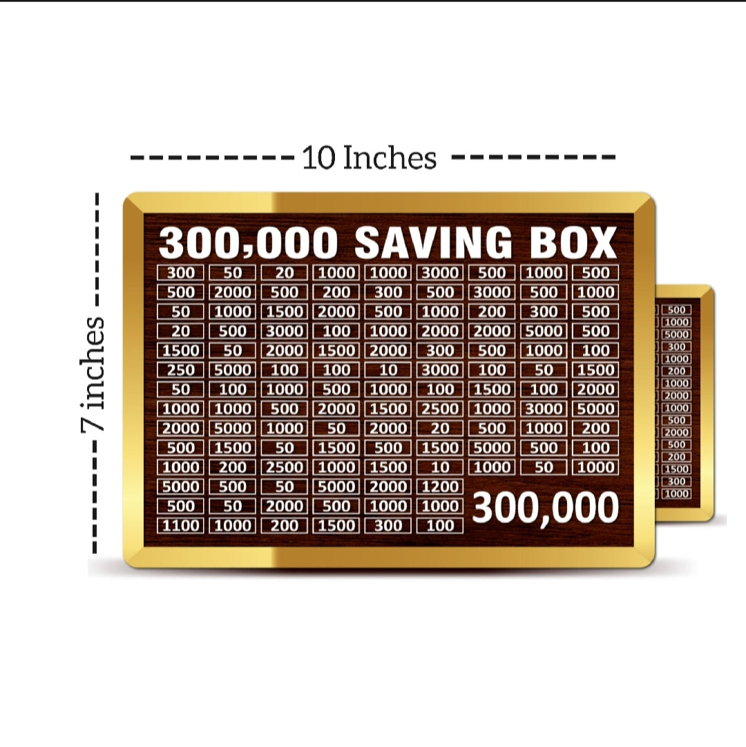 300,000 Saving Box - Wooden Money Saving Challenge Chart