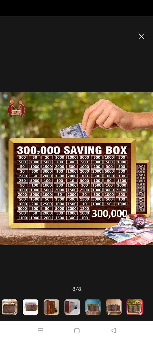 300,000 Saving Box - Wooden Money Saving Challenge Chart