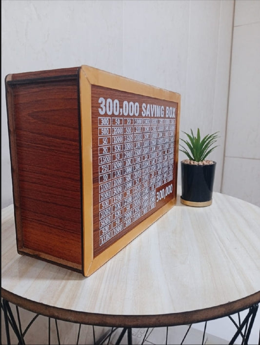 300,000 Saving Box - Wooden Money Saving Challenge Chart